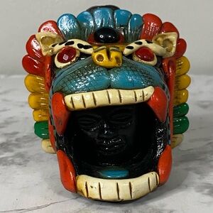 Aztec Death Whistle Aztec Jaguar Whistle With Face Mexican Clay Pottery Jeweled